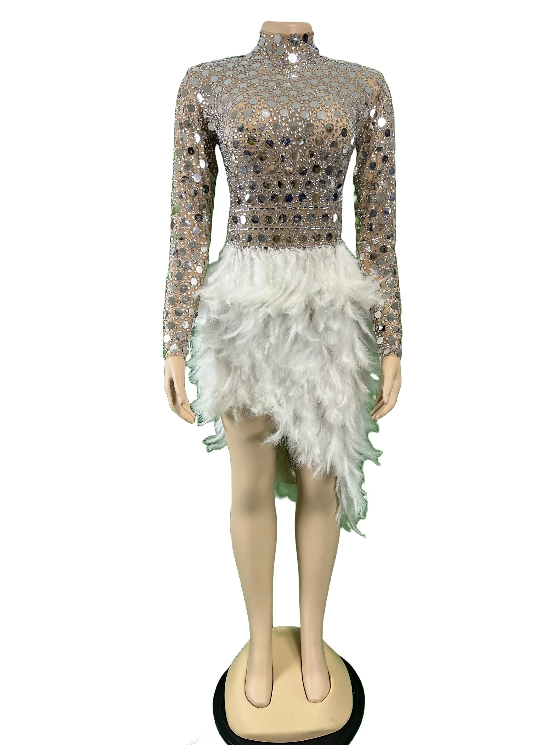 Brillant argent femmes strass robe paillettes anniversaire scène porter chanteur glisser reine tenue Performance Costume Rave carnaval