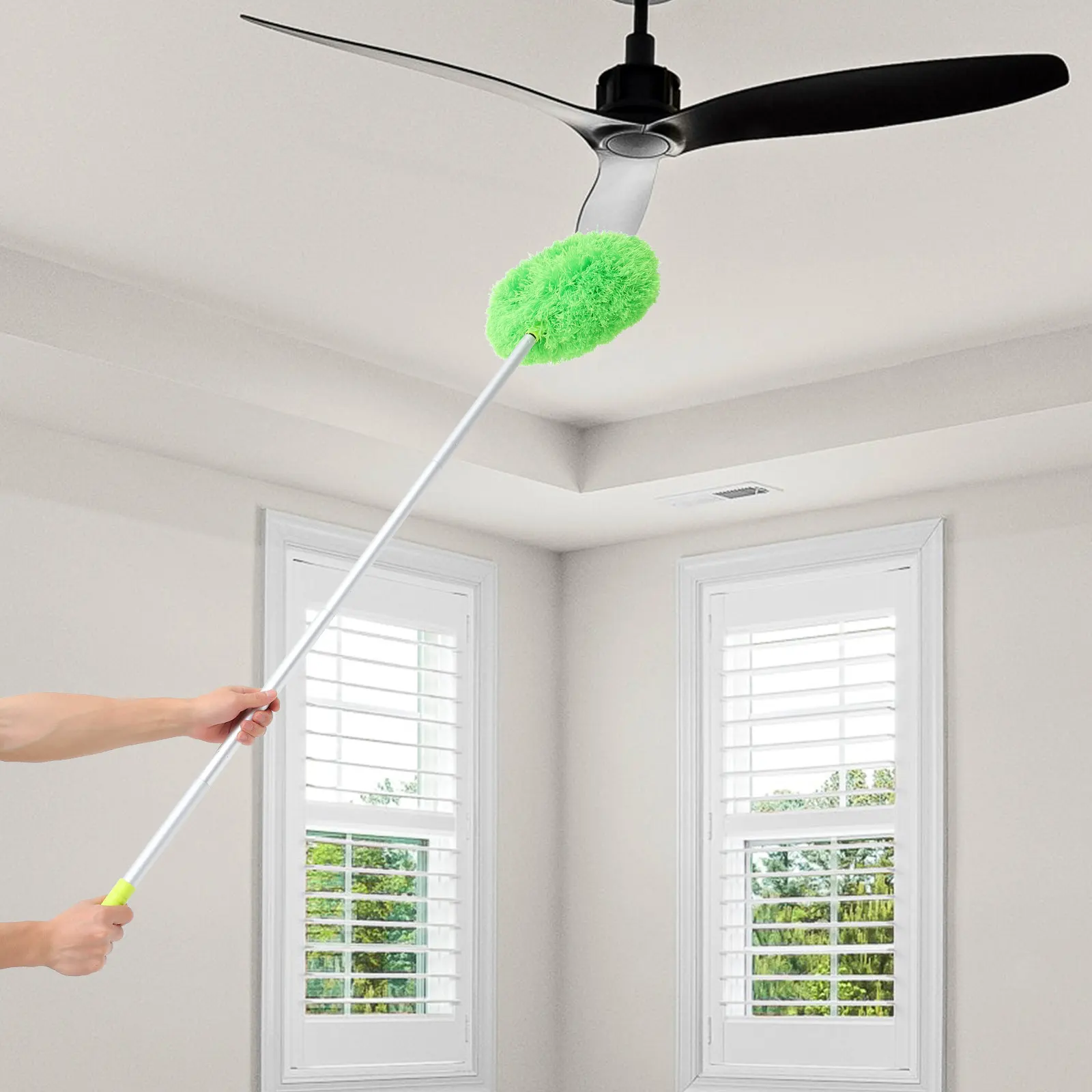 

Щетка для чистки потолочных вентиляторов с алюминиевой ручкой, удлиненная, для удаления пыли, паутины с высоких потолков, лестниц, окон