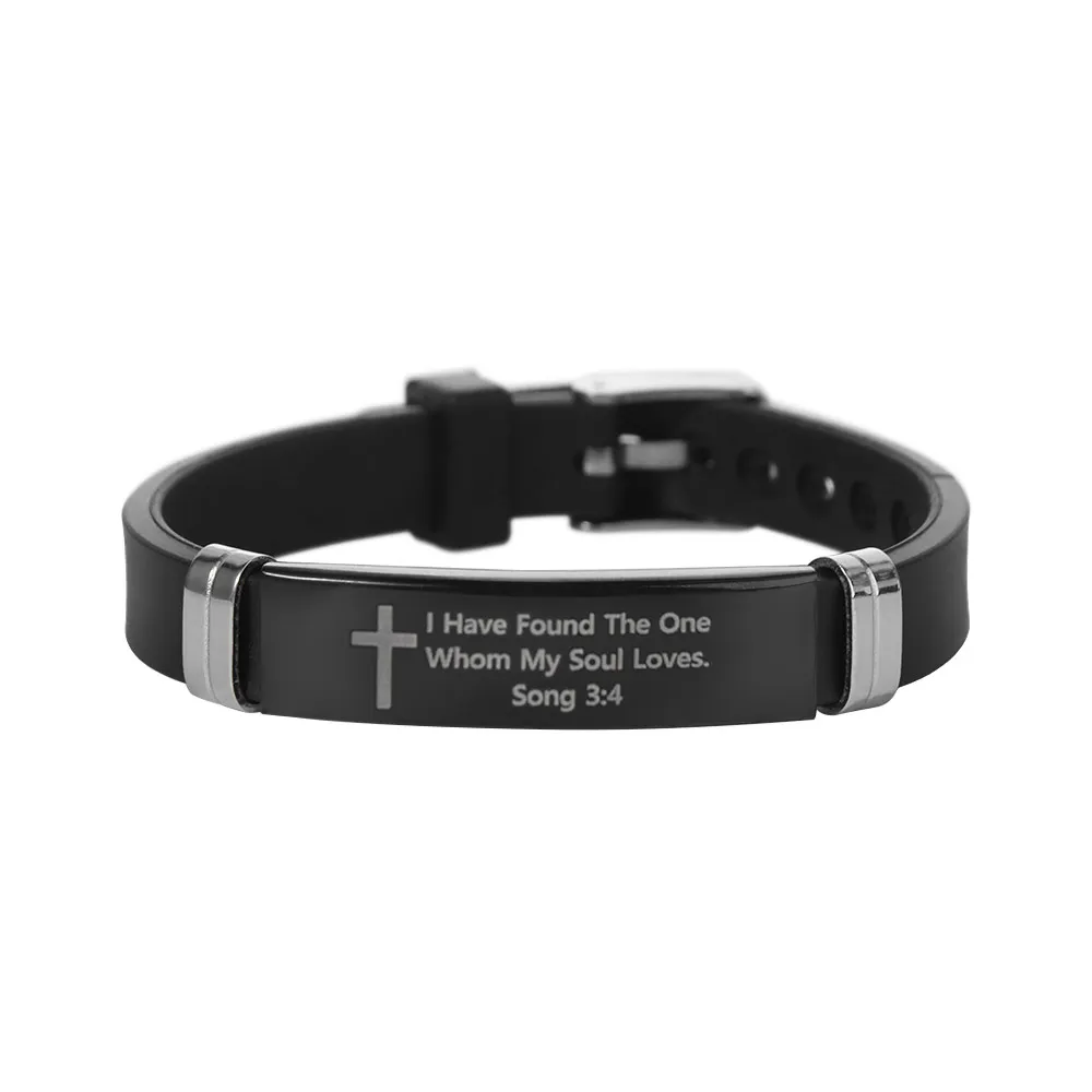 Cross Design Inspirational Quote Bracelets Silicone Material Bible Verse Family Friendship Bracelet ID Wristband