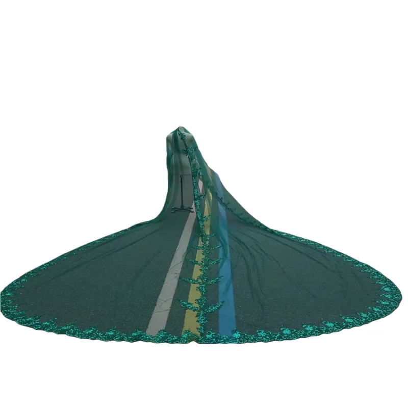 Customized Real Photos 2 Layers Sequins Lace 5 Meters Cathedral Woodland Wedding Veils with Comb 5M Long 2 T Bridal Veils