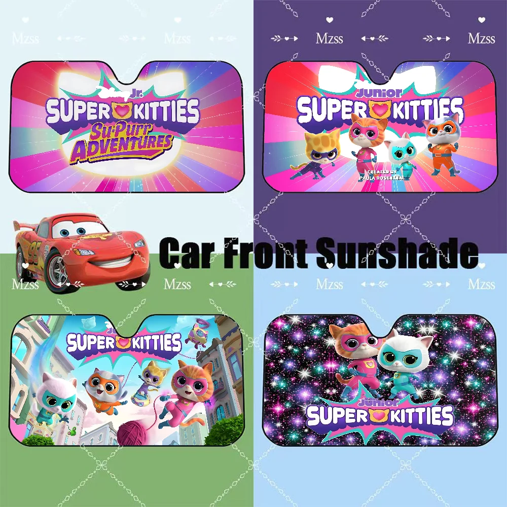 

J-Junior S-Super K-Kitties Car SunShade Windscreen Front Window Visor 70x130cm Sun Visor Solar Protect Plaid Gift Novelty Car