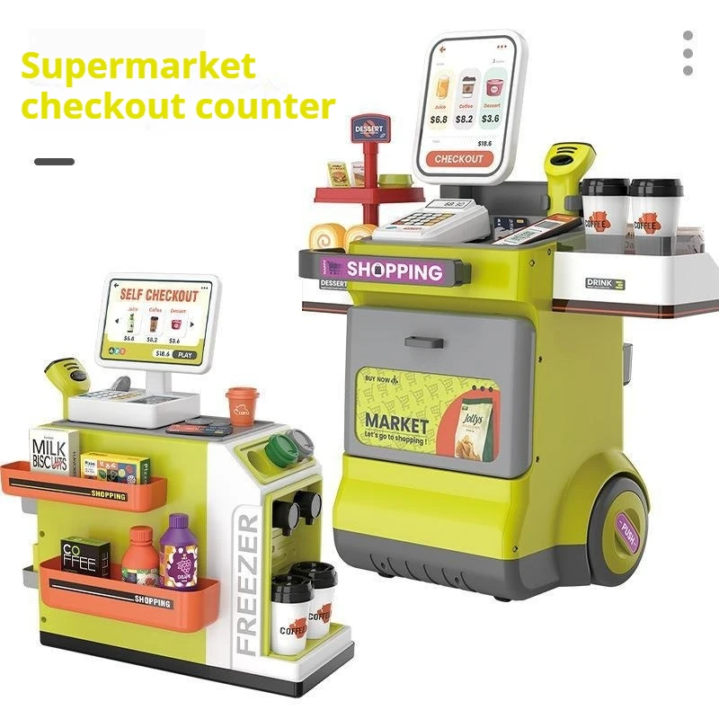 Cross-border new children's play house toys boys and girls supermarket checkout page set simulation vending machine game