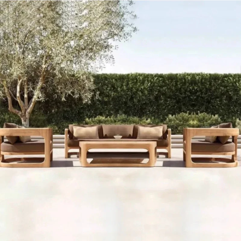 Combo Set Furniture Fabric Hotel Patio Outdoor Combo Sofa Teak Outdoor Sofa