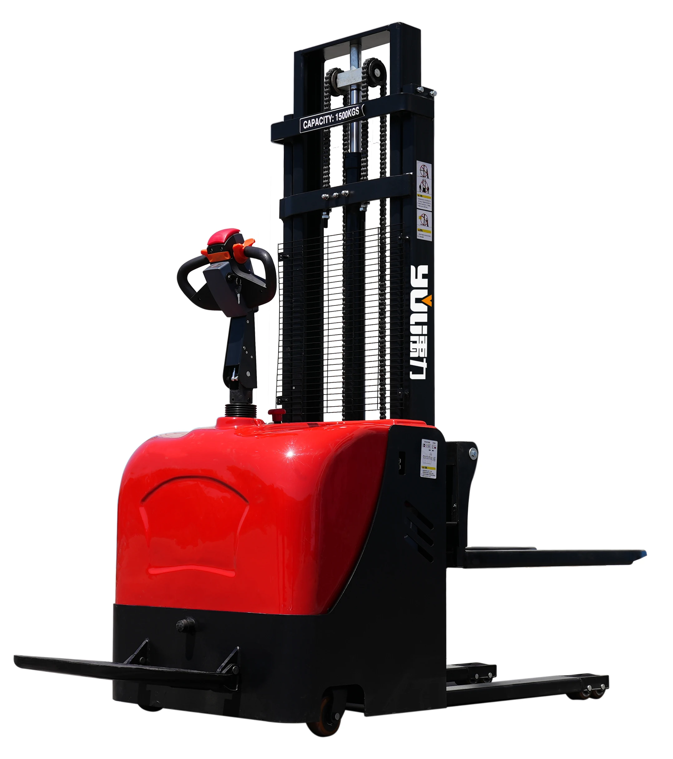 

YULI 2T 3.5m Pallet Stacker With Adjustable Lifting Forks Walking Stand on Type Electric Stacking Stacker Truck