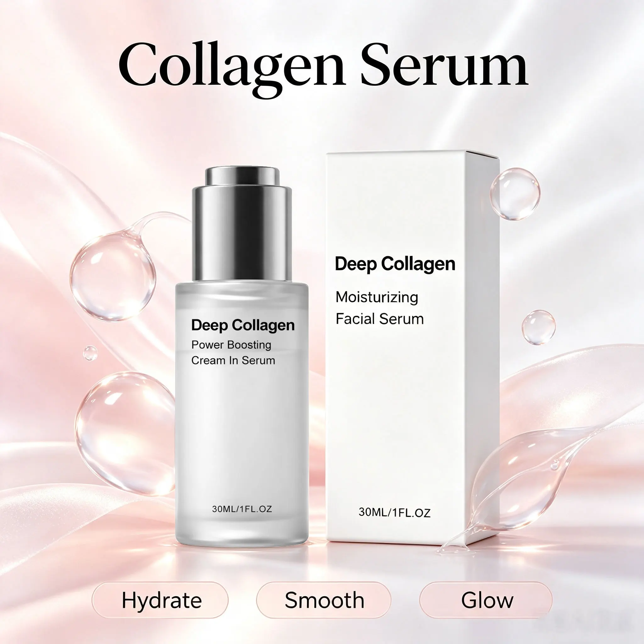 Collagen Hydrating Face Serum Smoothing Fine Lines Deep Hydrate Repair Dry Barrier,Lifting Firming Plump Nourishing Skin Care