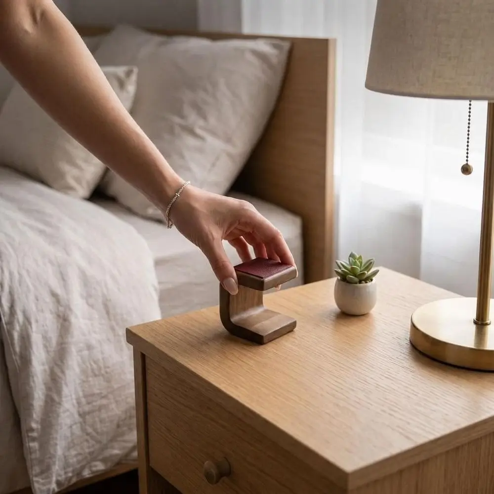 Wooden Watch Stand Gifts with Leather Pad Jewelry Display Rack Table Top Ornament Simple Watch Display Stand Countertop