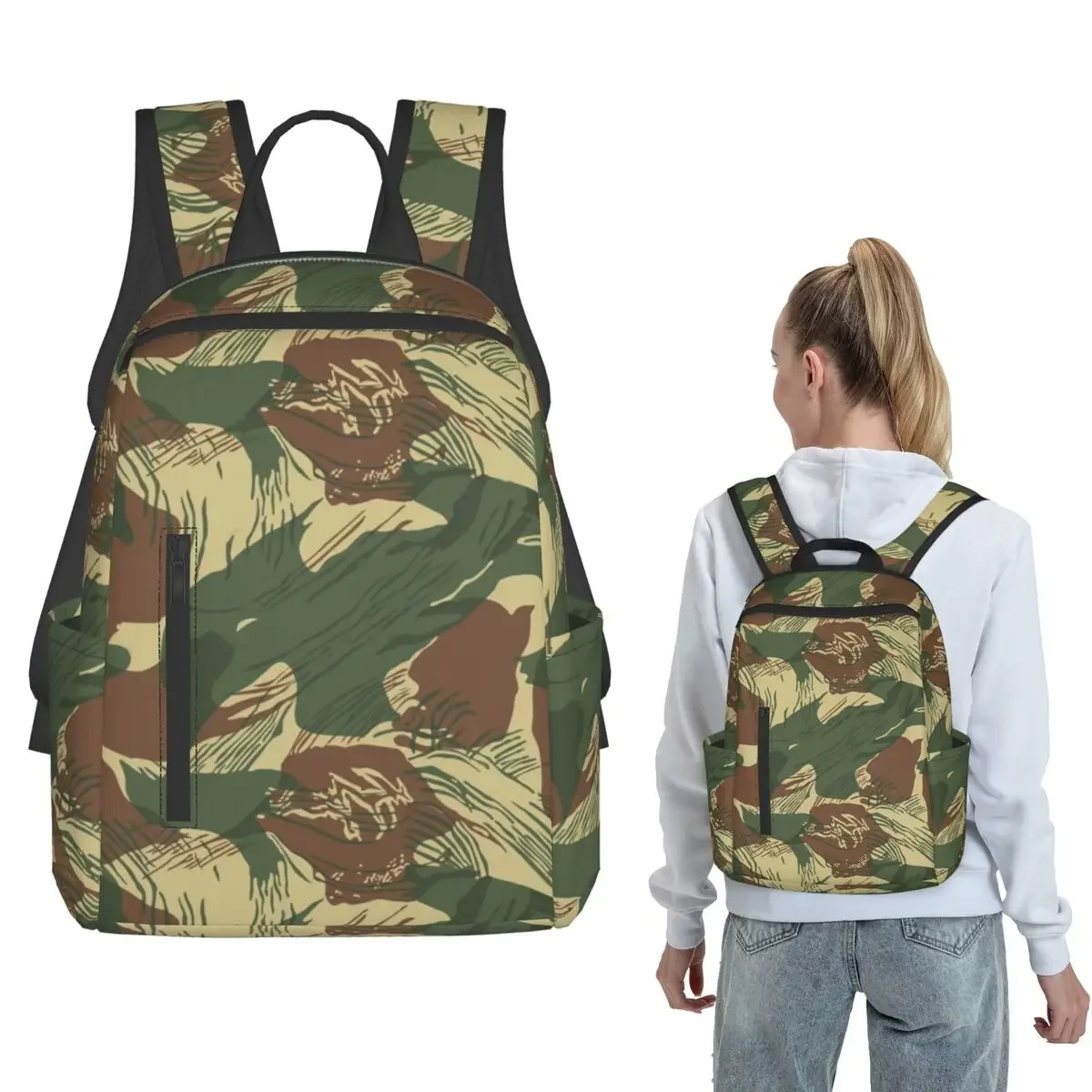 Rhodesian Brush Stroke Camouflage Backpack Daypack Kids BookBag School Bag Shoulder Bags for Men Women