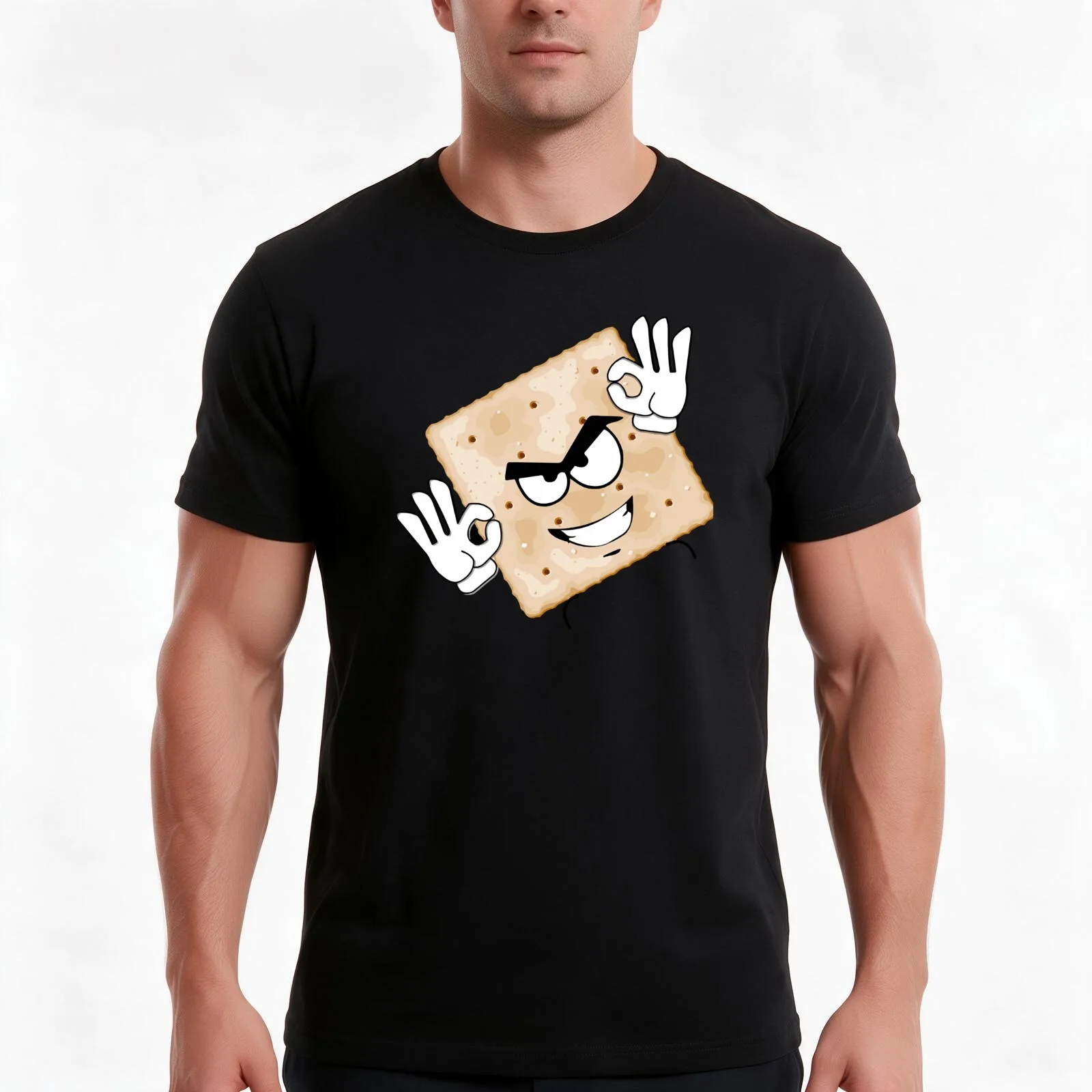 Salty Cracker T-Shirt, Summer Casual Cotton Tee, Oversized Streetwear Tops, Vintage Graphic Print, Loose Fit Short Sleeve