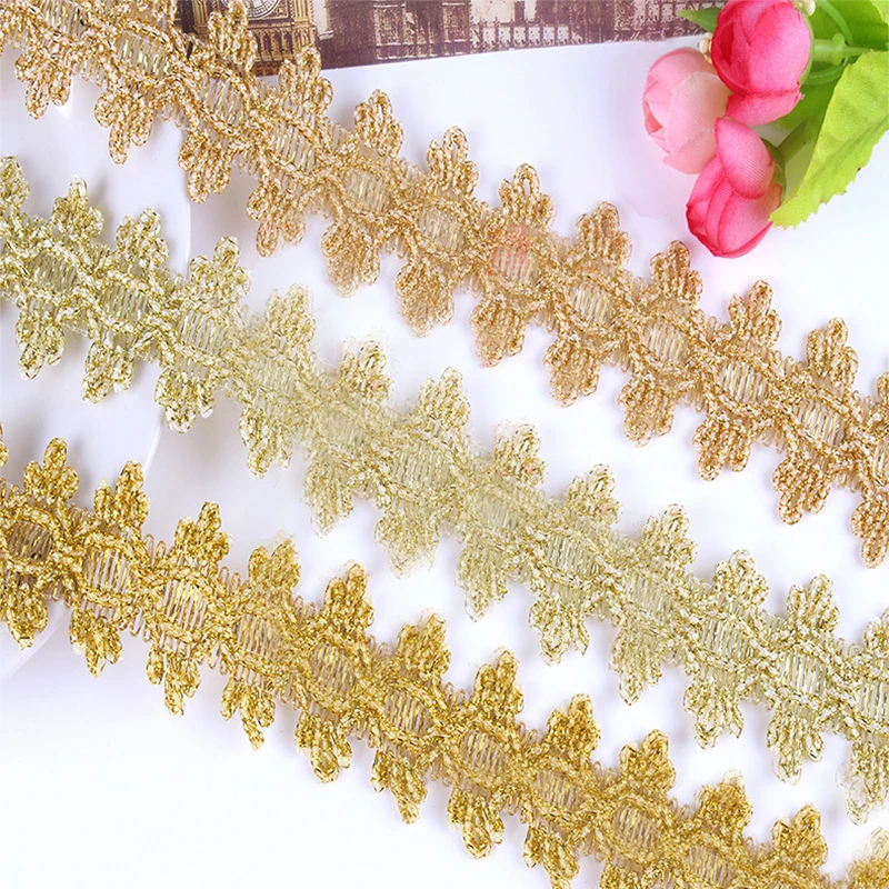 5Yards/Lot 3.5cm Wide Gold Silver Lace Curve National Braided Trim DIY Dancing Dress Stage Decoration Sew Edges