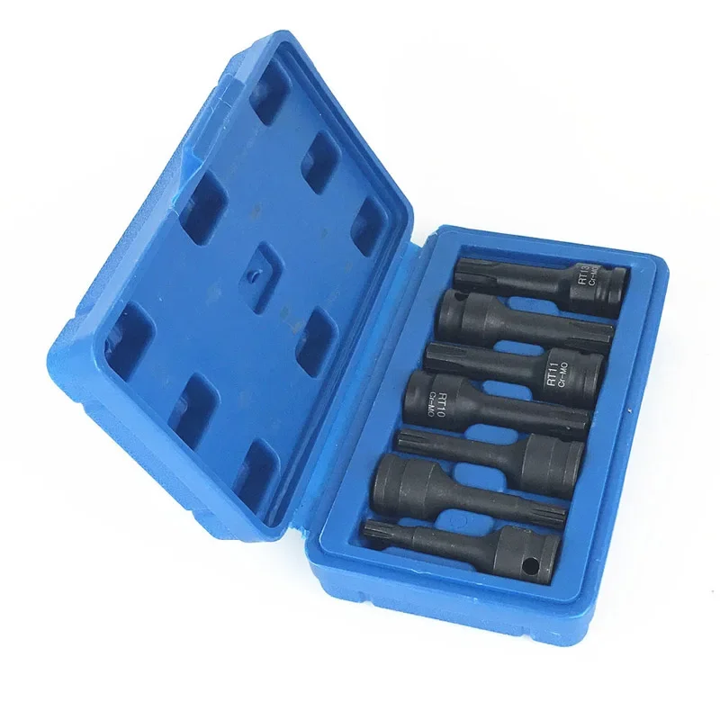 Imagem -02 - Square Drive Impacto Ribe Bits Socket Grupo Cr-mo Chave de Fenda Ferramentas Chave Rt6 Rt7 Rt8 Rt10 Rt11 Rt12 Rt13 Pcs 8