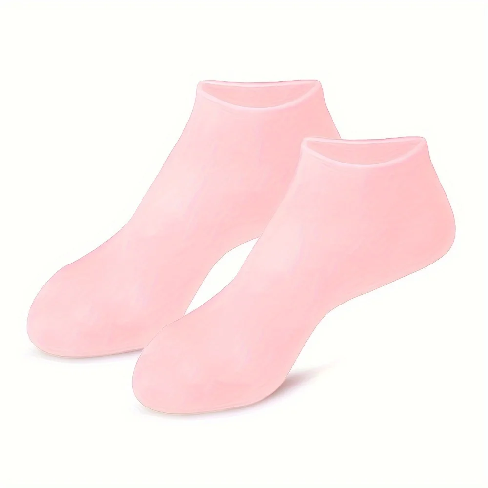 Siliconen vochtinbrengende voetsokken, 2-pack, voor droge en gebarsten voeten - met bodylotion Kalmerende massage-pedicure-verzorgingsset