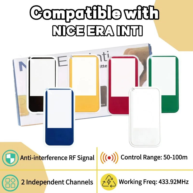 NICE INTI 2 INTI2 Garage / Gate Remote Control 433.92mhz Work With NICE ERA INTI 2 1 ON2E ON4E FLO2RE FLO2RS FLO4RS Gate Opener