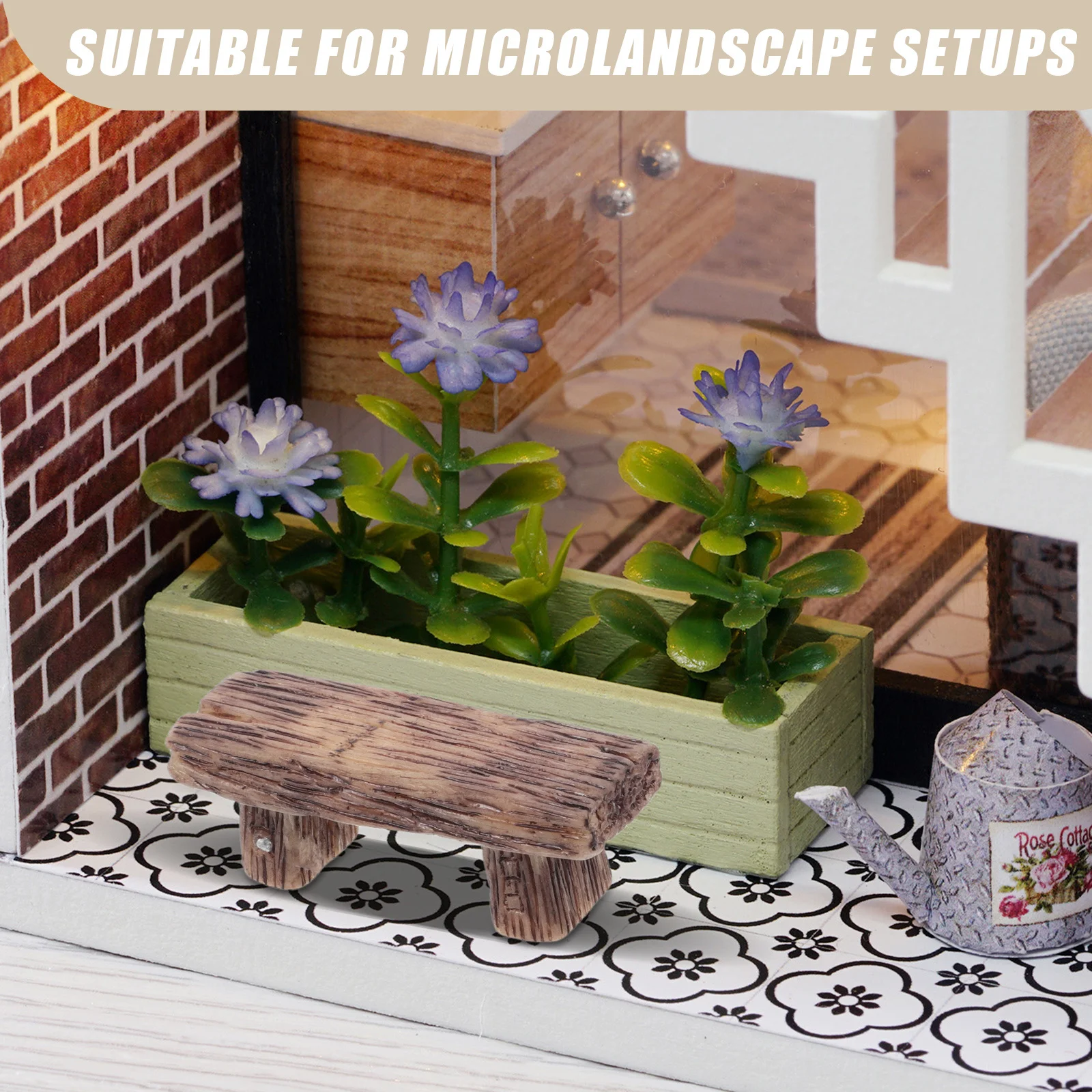 4 قطعة كرسي مقعد مصغر زخرفة خمر نمط الراتنج حديقة البراز دمية اكسسوارات للحرف اليدوية ديكور المناظر الطبيعية الصغيرة #3