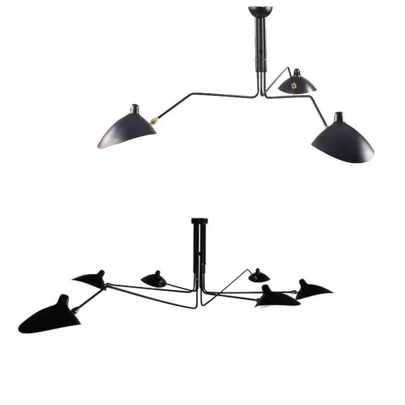 

Nordic Design DaWn Spider Serge Mouille Chandelier Lighting for Living Room Decor Swing Arm Industrial Suspension Luminaire Bar