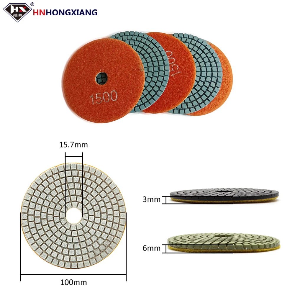 

4 Inch Diamond Wet Polishing Pad 100mm Flexible Grinding Wheels For Granite Marble Stone Sanding Disc Tile Trimming Pad