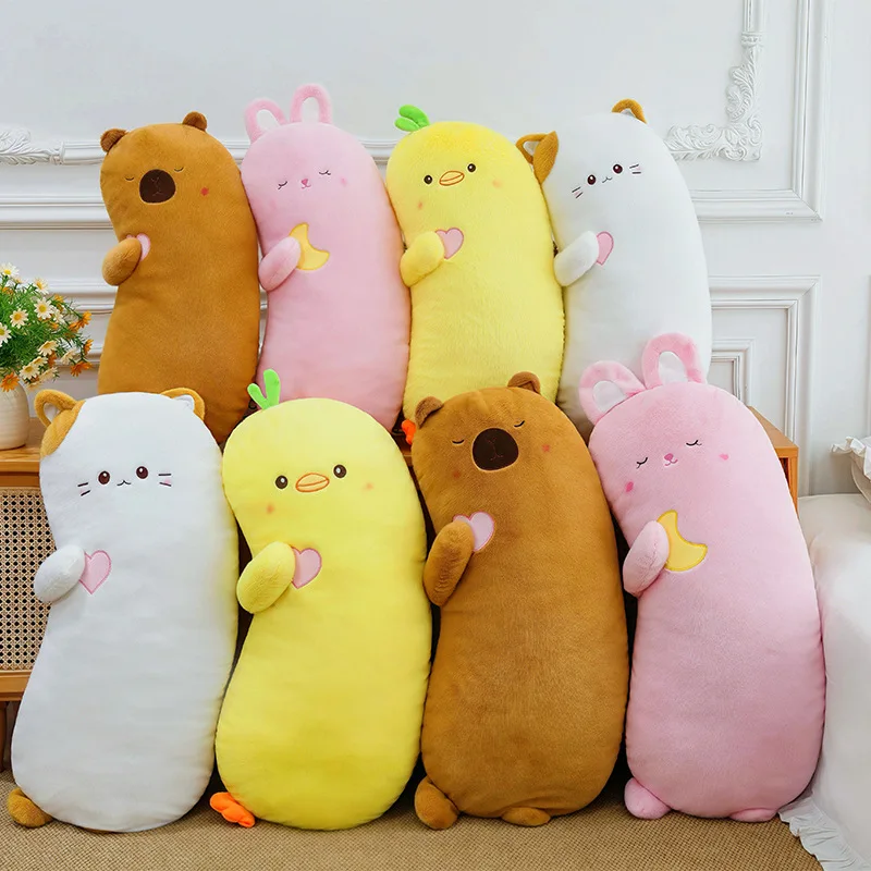 Cartoon Long Plush Pillow, Rabbit Capybara Cat Stuffed Doll, Girls Sleeping Leg‑Hugging Pillow, Sofa & Bed Cushion, Gift
