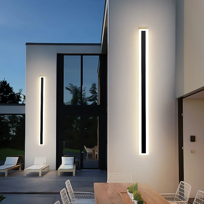 Dış duvar lambası, modern su geçirmez IP65 LED villa yatak odası bahçe garaj ön ev uzun ışık dekorasyonu su geçirmez duvar lambası