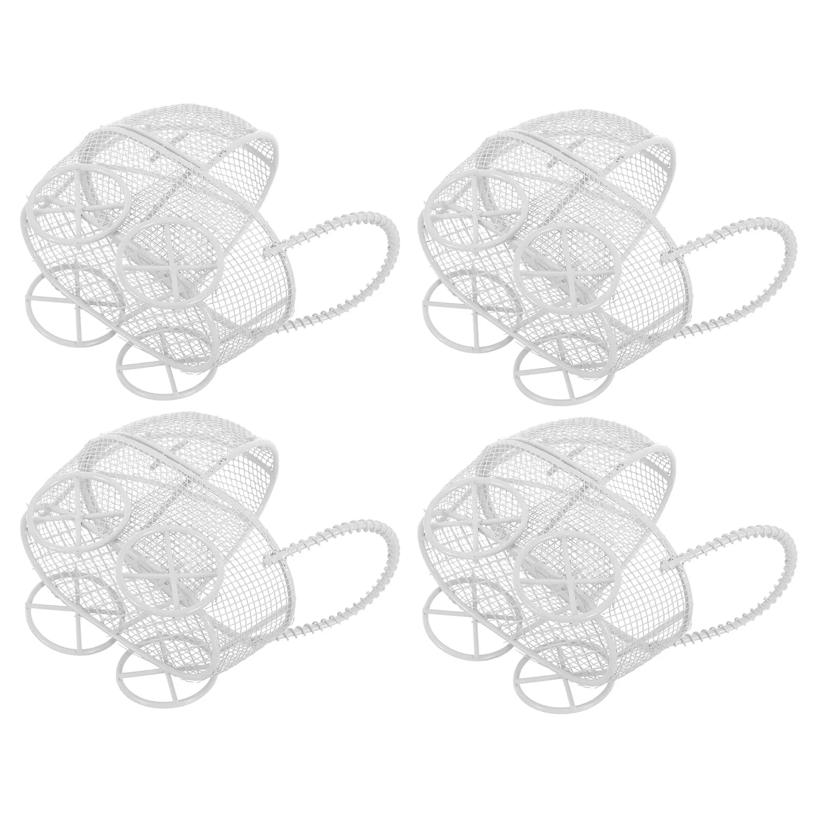 

4Pcs Miniature Baby Stroller Realistic Iron Craft High Simulation Carriage for Dollhouse Nursery Scene Decor Kids Pretend Play