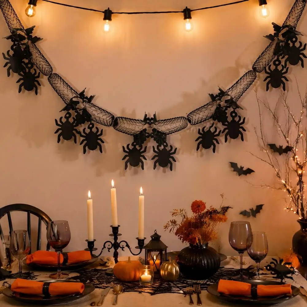 Halloween Party Decorations Lightweight Tear Resistant Party Streamers 10 Ft Halloween Garland Banner Spooky Spider Bat for Fall