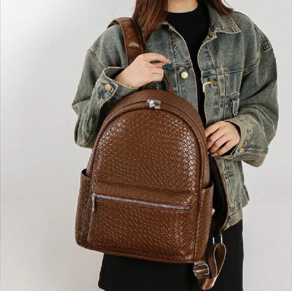 Wholesale New Korean Fashion Backpack For Women Pu Leather Shoulder Bags Large Capacity Travel Backpacks Totes School Bag