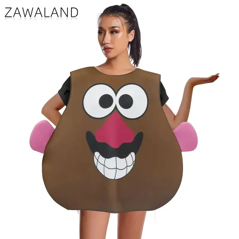 Zawaland الكبار سعيد أنبوب زي الإسفنج البراز هالوين البدلة كرنفال مضحك حزب الزي صبي فتاة عرض الأداء الملابس