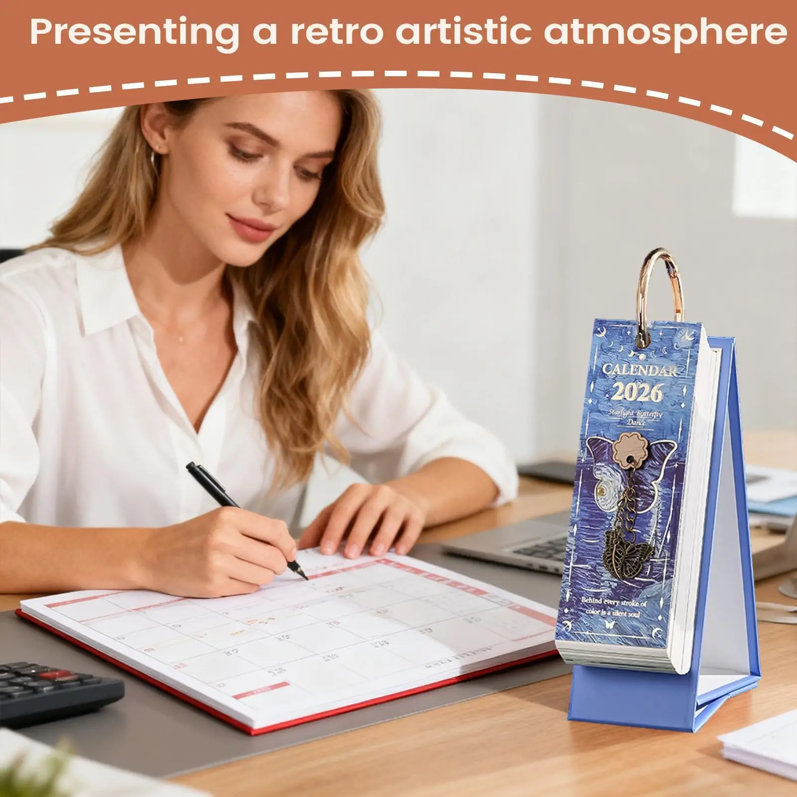 2026-卓上カレンダー-365-日油絵装飾デイリープランナー芸術的なカレンダー玄関デスクトップリビングルームオフィス用