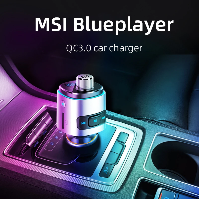 FM transmitter fast charge QC3.0 car charger car MP3 player U disk / TF card music player Bluetooth receiver hands-free phone