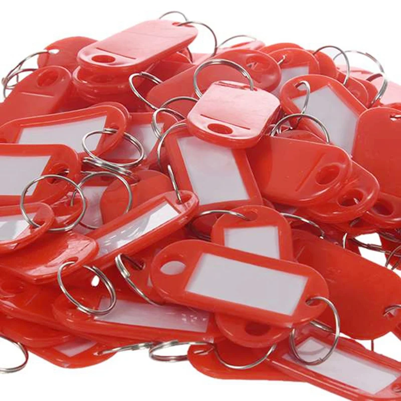 40 Pcs Key ID Tags Labels Keyring Yellow & Red