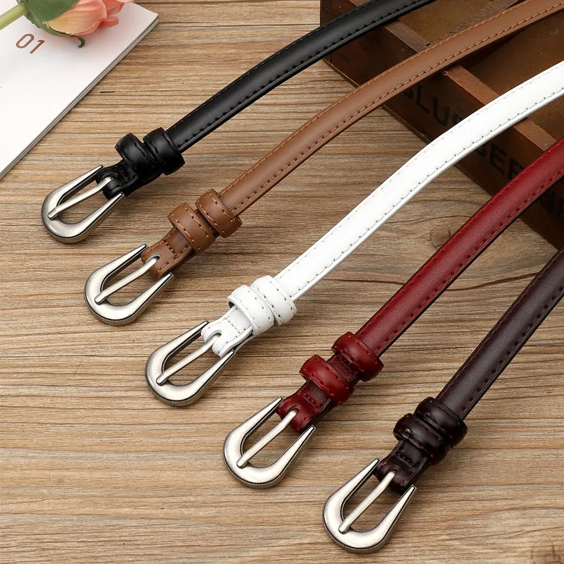 Chic Commuter Split Leather Belt for Women 1.5cm Skinny Adjustable Jeans Belt Minimalist Decorative Waist Belt for Dresses Pants
