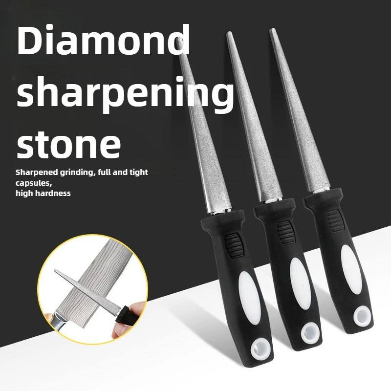 

Diamond sharpening stone with one stone and two birds, double-sided flat and curved design, easy to grip handle Knife Sharpener