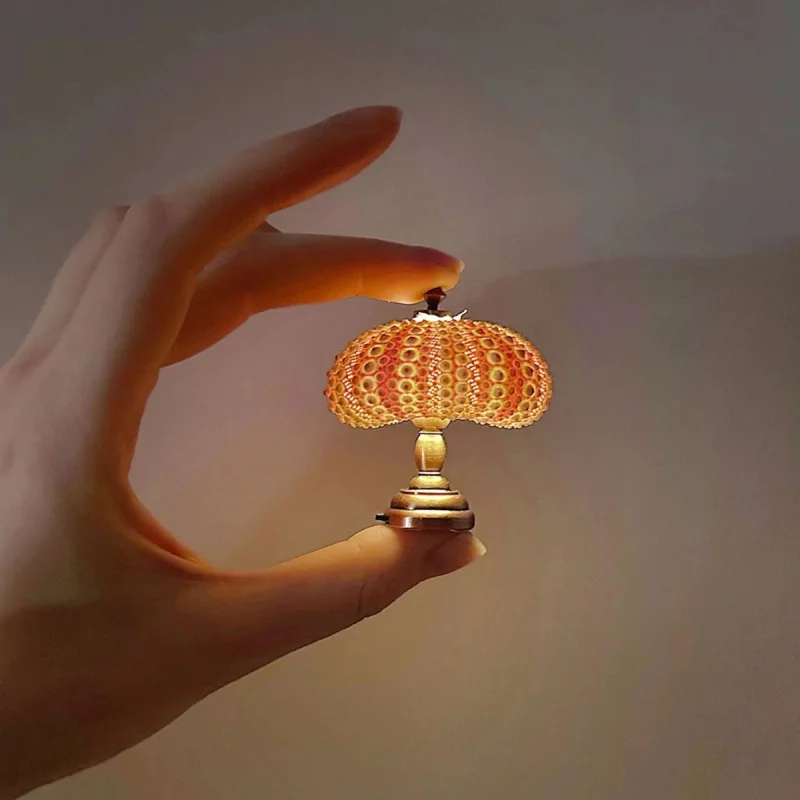 Sea urchin lamp retro luminous sea urchin shell night light desktop ambient light bedroom living room room decoration