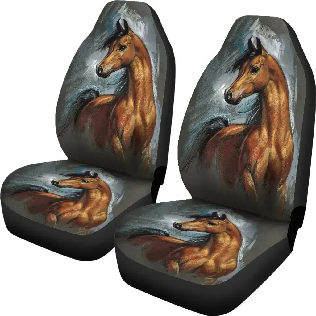 INSTANTARTS Horse Spirit Car Front Seat Cover 2Set Anti-Slip Interior Car Seat Protector Car Accessories Gift For Horse Lovers