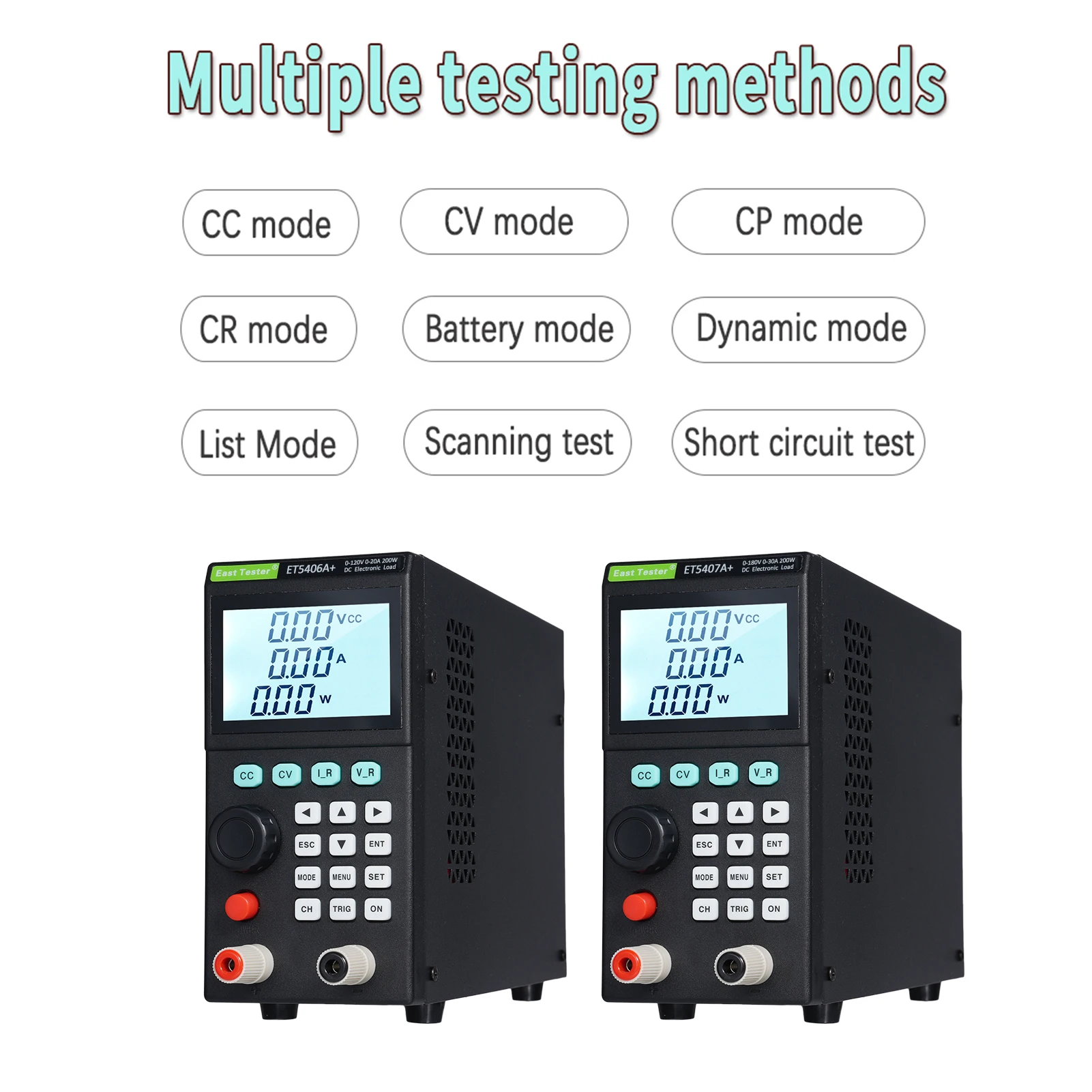 East Tester ET5407A+ 200W 0-180V 0-30A Programmable DC Electronic Load Tester 1mV/1mA Mini Battery Tester for CC/CV Test