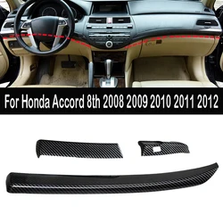 3pcs Central Console Dashboard Strip Trim For Honda Accord 8th Gen 2008 2009 2010 2011 2012 2013 Carbon Fiber ABS Strips Trim