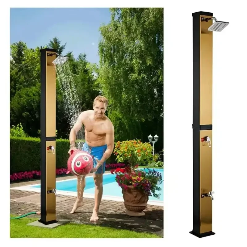 Custom Golden 40L Square Brushed Nickel Indoor Portable Shower for Pools Swimming Outdoor PVC Material Shower Pool