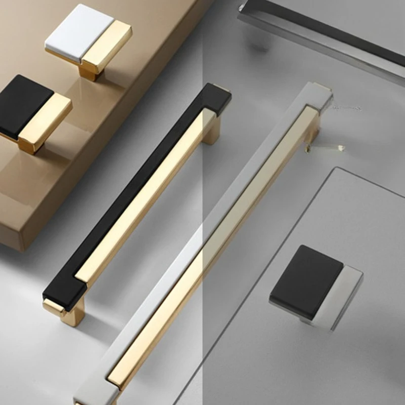 Dual Color Spliced Wardrobe Cabinet Handles Storage Door Pull Kitchen Accessories Single Hole Knob for Drawer Furniture Hardware
