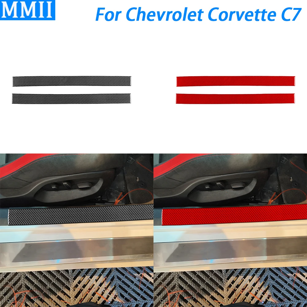 

For Chevrolet Corvette C7 2014-2019 Carbon Fiber Inner Door Sill Decorative Strips Car Interior Decoration Accessories Sticker