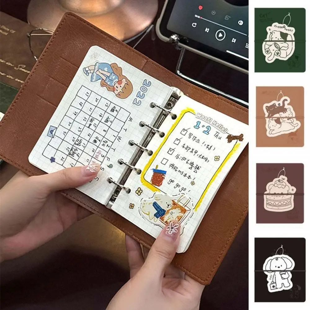 Portable Loose-Leaf Notebook 5-Ring PU Leather Hardcover Work Record Book 80 Sheets with Calculator Binder Notepad