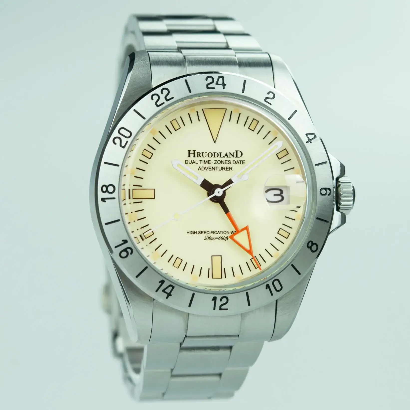 Hruodland F023 Retro Men Classic GMT Orologi Vetro zaffiro Giappone NH34 Orologi da polso subacquei meccanici automatici in acciaio inossidabile