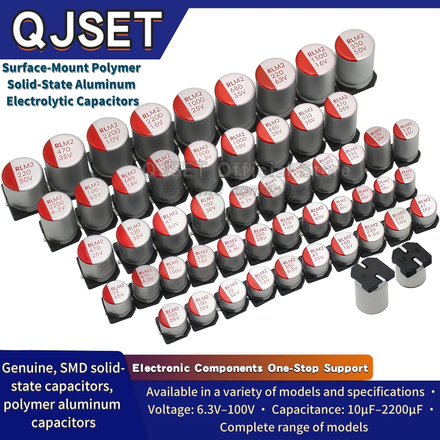 10 pcs SMD Polymer Solid Capacitor Low ESR 6.3V 10V 16V 25V 35V 50V 63V 10 UF 22 UF 47 100 330 470 560 680 820 1000 2200 1500UF