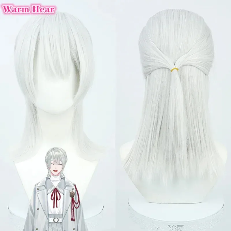 Vtuber Synthetische Genzuki Tojiro Perücke 2 Stile 30 cm/48 cm Silber Blau Cosplay Perücke Hitzebeständige Haar Halloween Party perücken + Perücken Kappe
