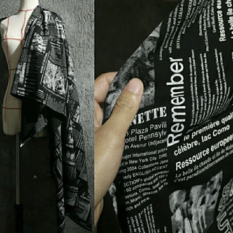 

Information Products Creative Graffiti Cotton Newspaper English Fabric Printed Patterns Personalized DIY Handmade Fabric