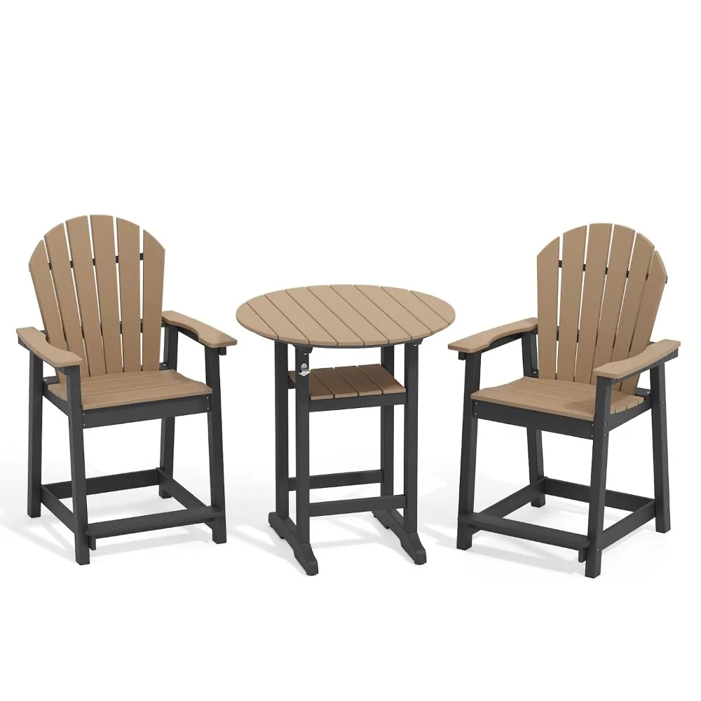

Outdoor High Top Adirondack Table and Chairs, All Weather Outdoor HDPE Bar Furniture Set for Balcony, Deck,Customized