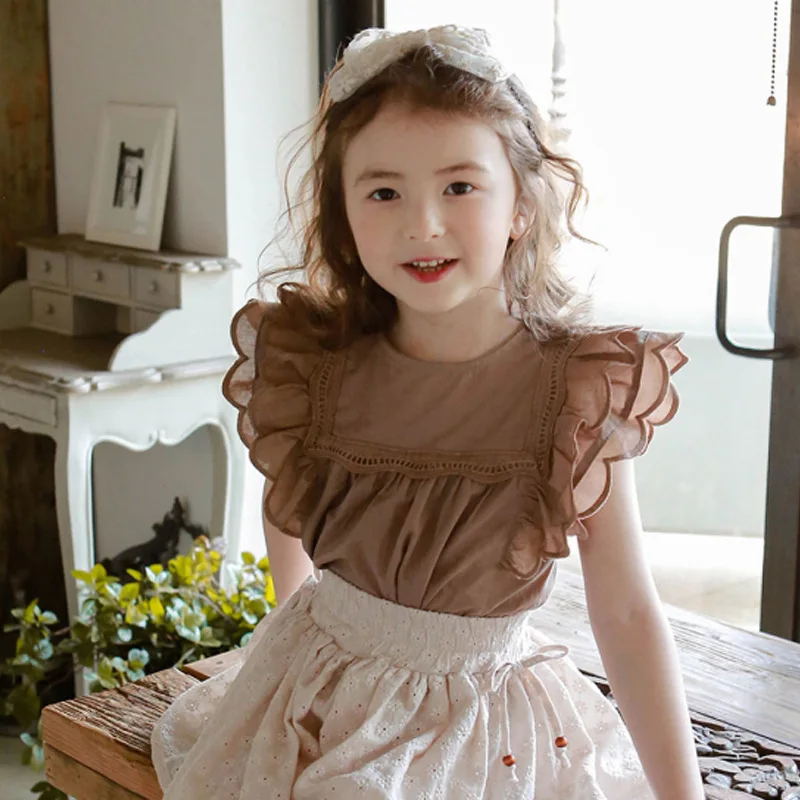 Children Clothing Kids Casua All Match Soft and Comfortable 2024 Summer Simple Korean Style Girls Solid Color T Shirt