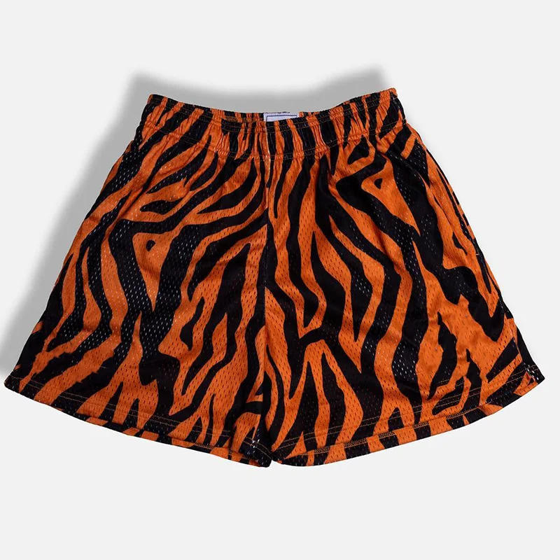 Light Plate Leopard Print Graphic Fashion Casual Men\'s Sports Quarter Pants Summer New Mesh Breathable American Basketball Short