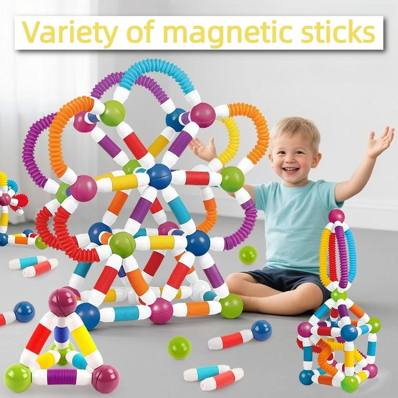 

Набор магнитных конструкторов: строительные блоки, магнитные палочки и стержни, развивающие игрушки Монтессори для детей, мальчиков и девочек