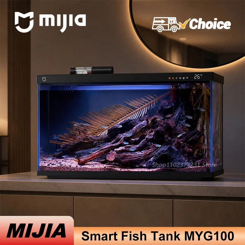 NEW MIJIA Smart Fish Tank MYG100 with Mi Home App Control Auto Feeding RGB Lights One-Button Drainage and Temperature Sensor CN