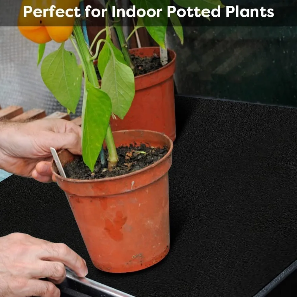 

Breathable Watering Capillary Mat Reusable Black Automatic Plant Watering Mat with 10 Plant Tags Eco-Friendly Basket Liner Mat