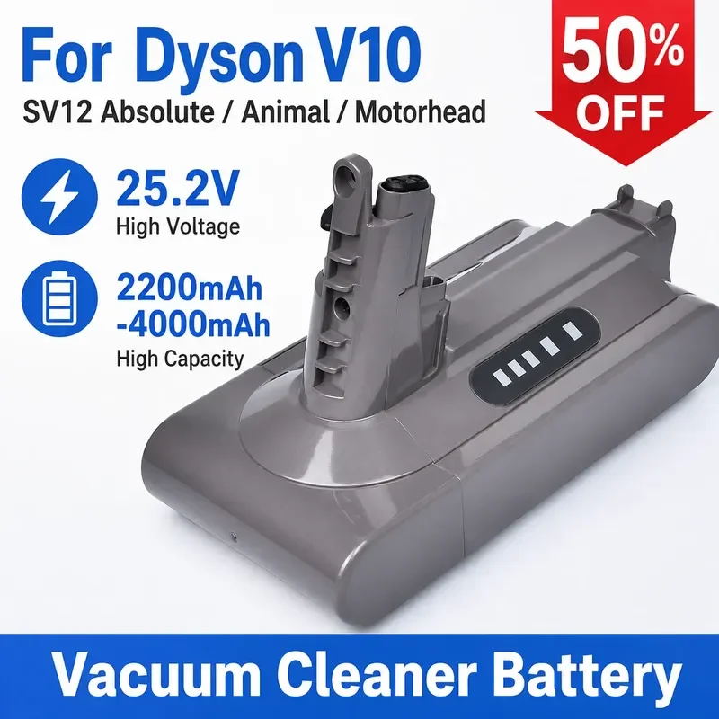 25.2V 2200mAh-4000mAh for Dyson V10 SV12 V10 Absolute/Animal/Motorhead High Capacity Cordless Vacuum Cleaner Battery