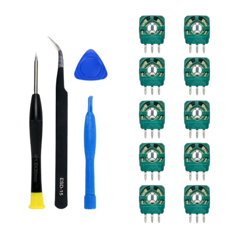 For PS5 Replacement Trim Resistor 10pcs 2K3 Ohm Potentiometer Thumbstick Module with Screwdriver Tweezer Pry Bar